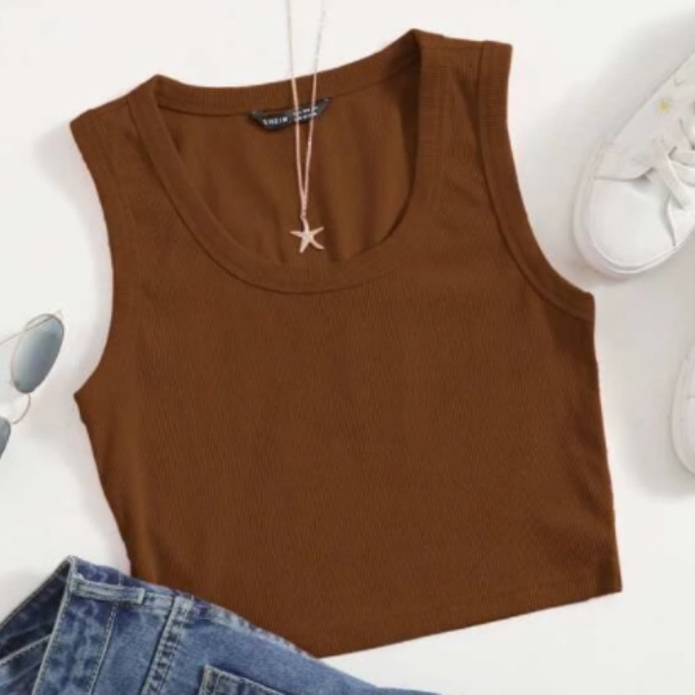 Shein cropped brown tank top